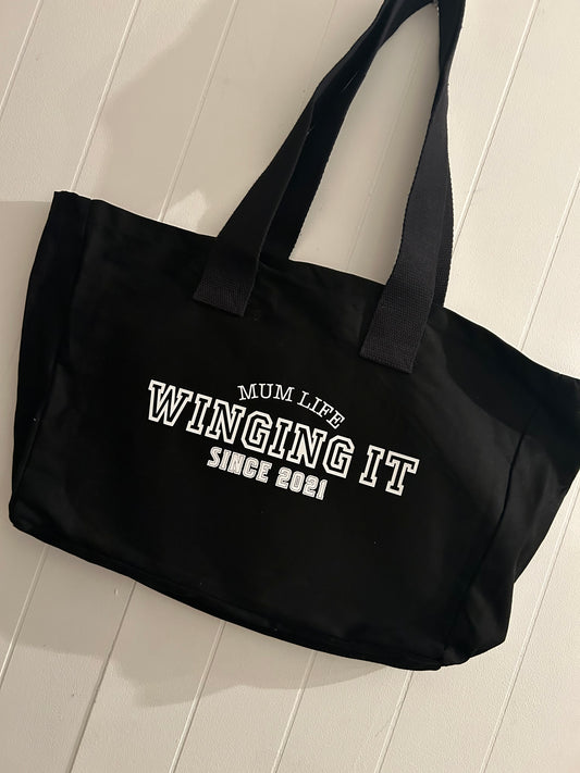 Mum Life Winging It XL Tote Bag