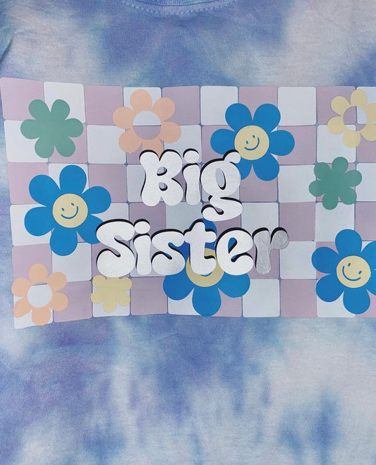 Big sister checkerboard T-shirt